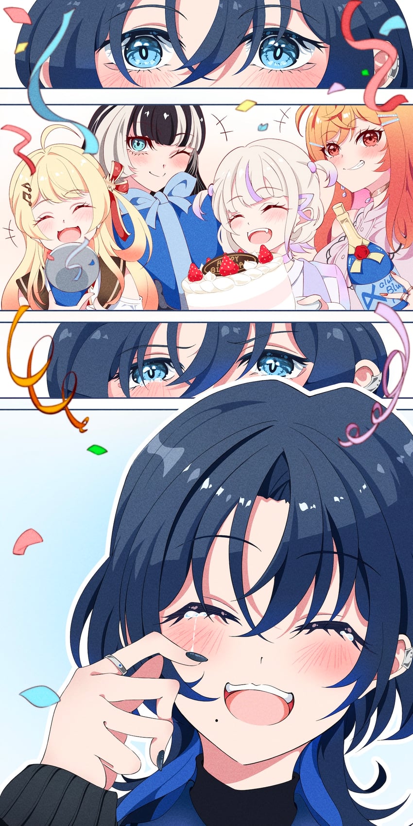 ichijou ririka, juufuutei raden, otonose kanade, hiodoshi ao, and todoroki hajime (hololive and 1 more) drawn by kentotto
