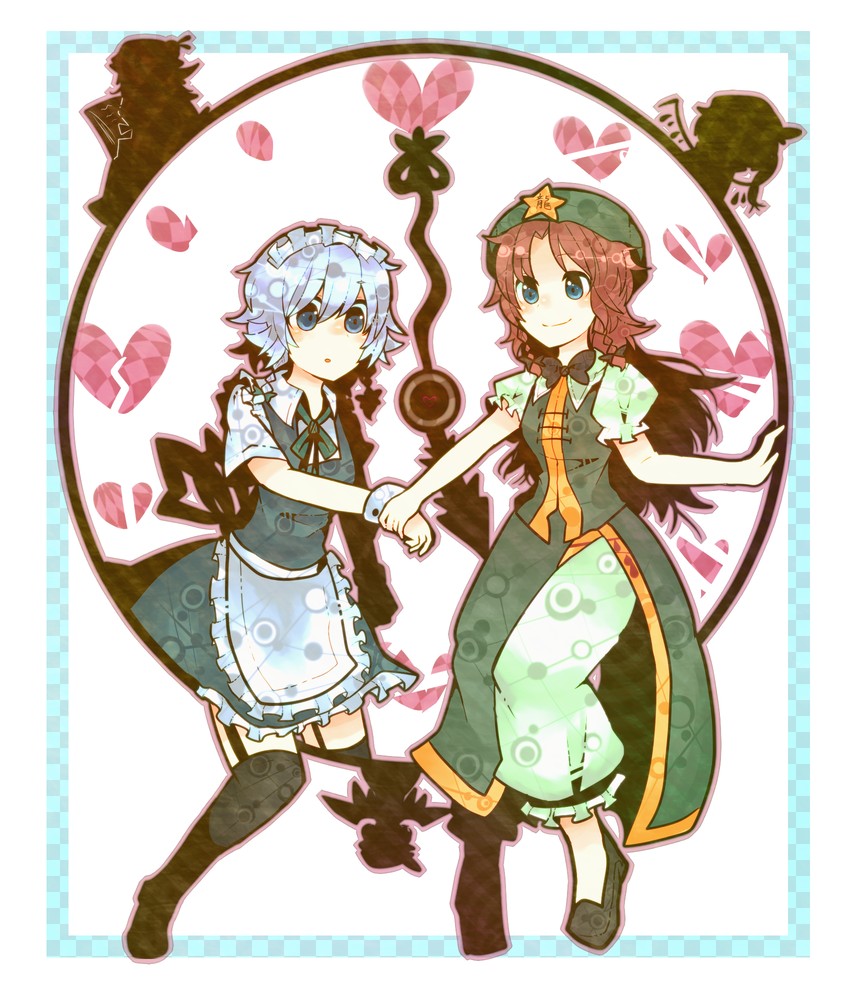 remilia scarlet, flandre scarlet, izayoi sakuya, patchouli knowledge, and hong meiling (touhou) drawn by itomugi-kun