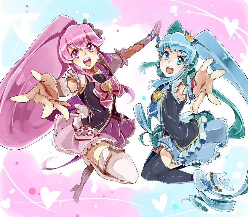 shirayuki hime, aino megumi, cure lovely, and cure princess (precure and 1 more) drawn by ichirugi