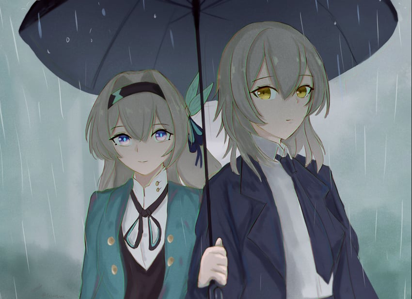 trailblazer, firefly, and stelle (honkai and 1 more) drawn by auxuelus