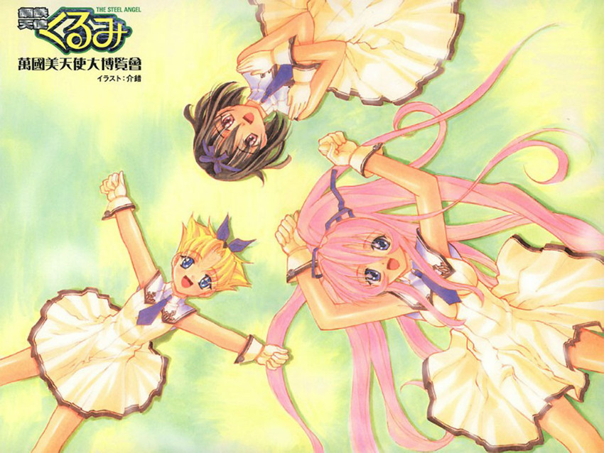 kurumi, saki, and karinka (koutetsu tenshi kurumi) drawn by kaishaku