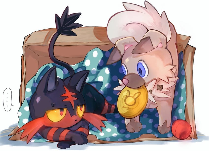 litten and rockruff (pokemon) drawn by torisan_7_7