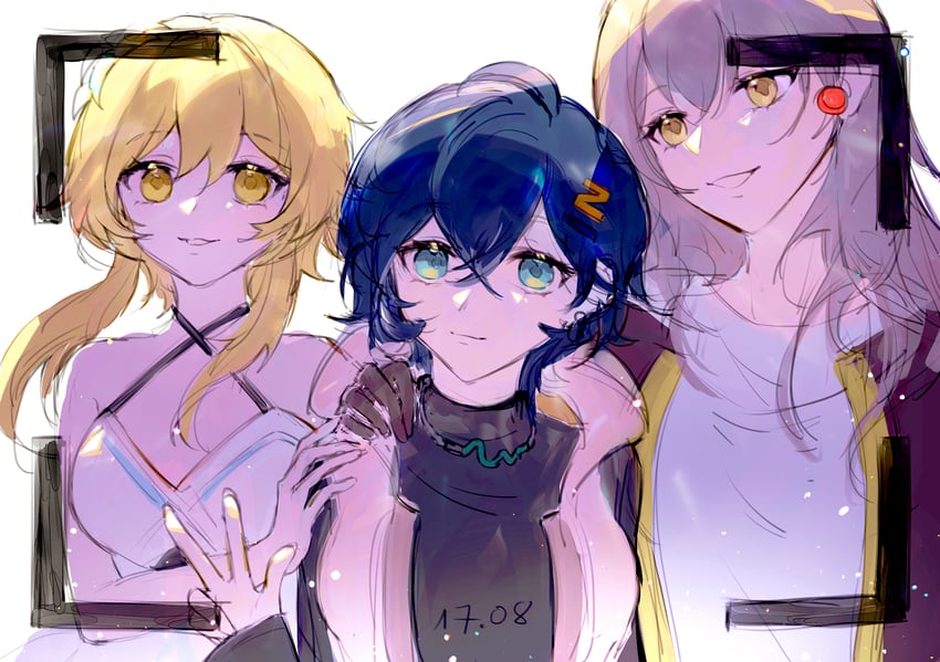 lumine, trailblazer, and belle (genshin impact and 3 more) drawn by tuha16