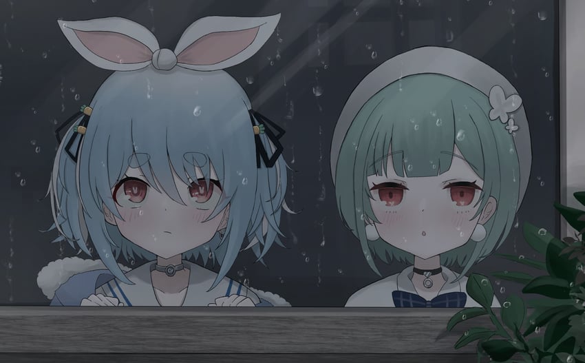 usada pekora and uruha rushia (hololive) drawn by ponkotsu_corn