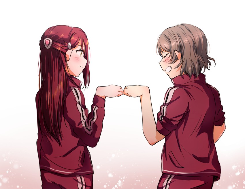 watanabe you and sakurauchi riko (love live! and 1 more) drawn by yuchi_(salmon-1000)