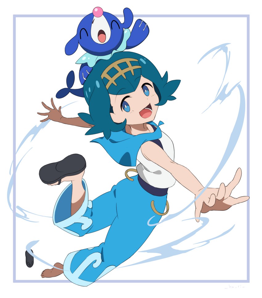 lana and popplio (pokemon and 1 more) drawn by hari611