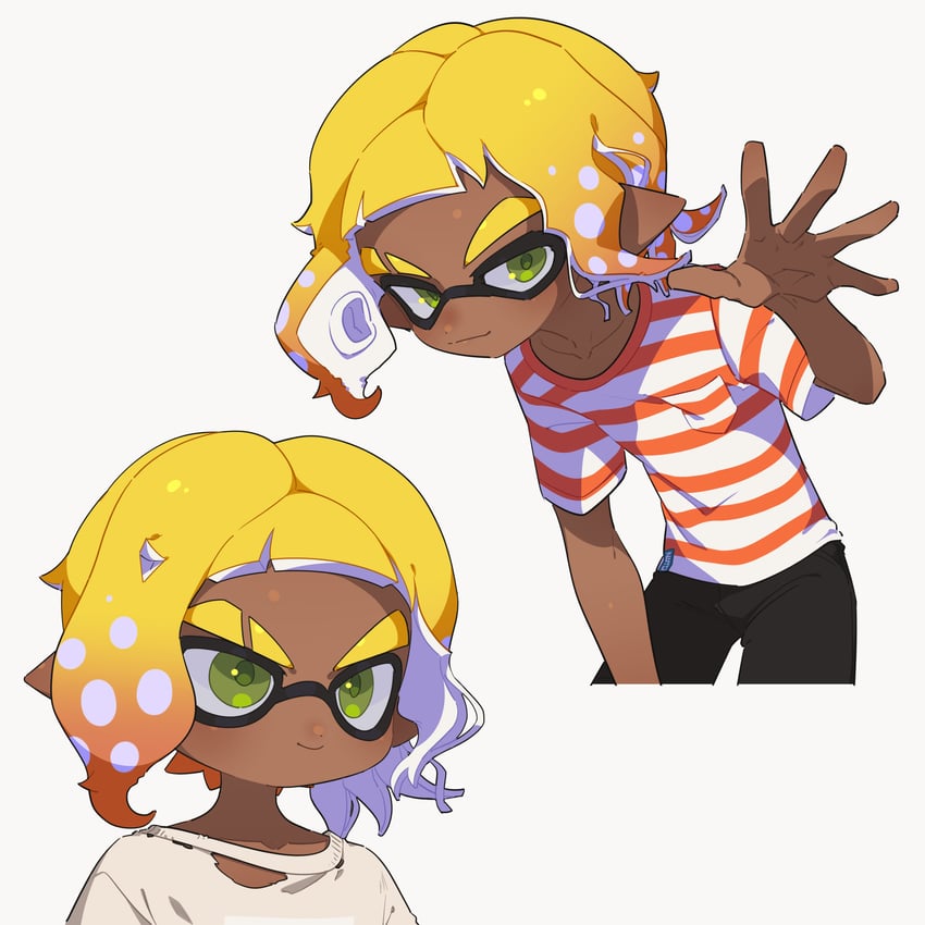 inkling player character and inkling boy (splatoon) drawn by surume01417
