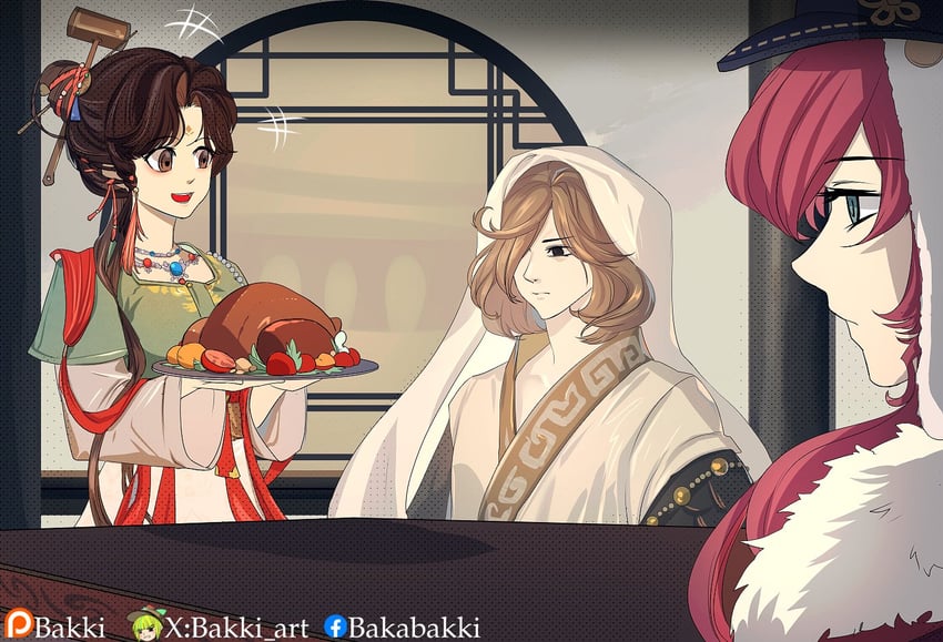 jiu niangzi, getian, and yenisei (reverse:1999) drawn by bakki