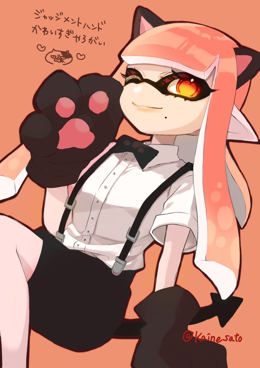 inkling player character and inkling girl (splatoon and 1 more) drawn by kainesato