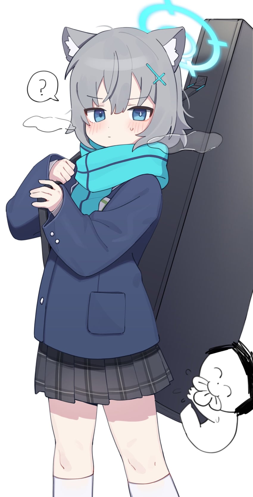 sensei, doodle sensei, and shiroko (blue archive) drawn by hufy