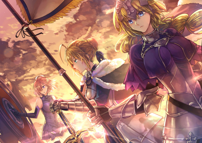 artoria pendragon, saber, mash kyrielight, and jeanne d'arc (fate and 2 more) drawn by sagta_panggang