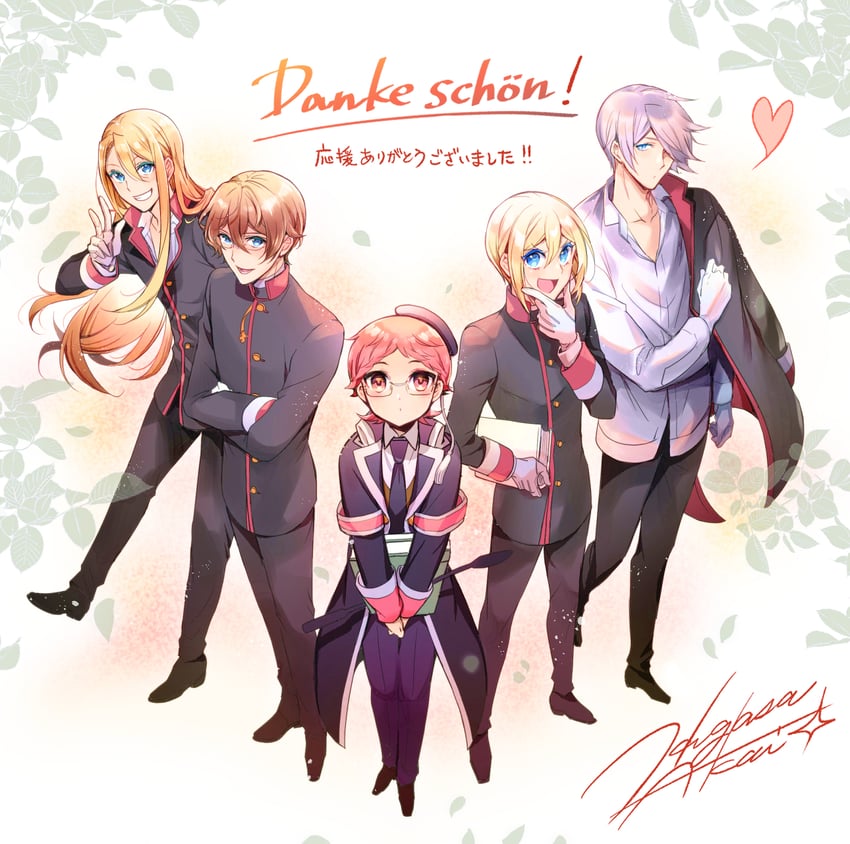 heine wittgenstein, licht von granzreich, leonhard von granzreich, kai von granzreich, and bruno von granzreich (oushitsu kyoushi heine) drawn by akai_higasa