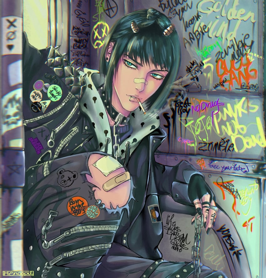 bruno bucciarati (jojo no kimyou na bouken and 1 more) drawn by henoopd