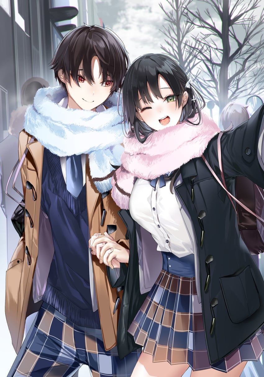 hitotsuba kaede and yoshizumi yuya (ryoushin no shakkin) drawn by kakao_(chocolate_land)