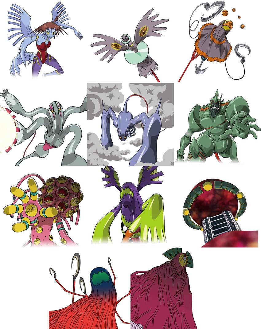 katou juri, d-reaper, d-reaper adr-01, mother d-reaper, d-reaper adr-09, and 8 more (digimon and 2 more)