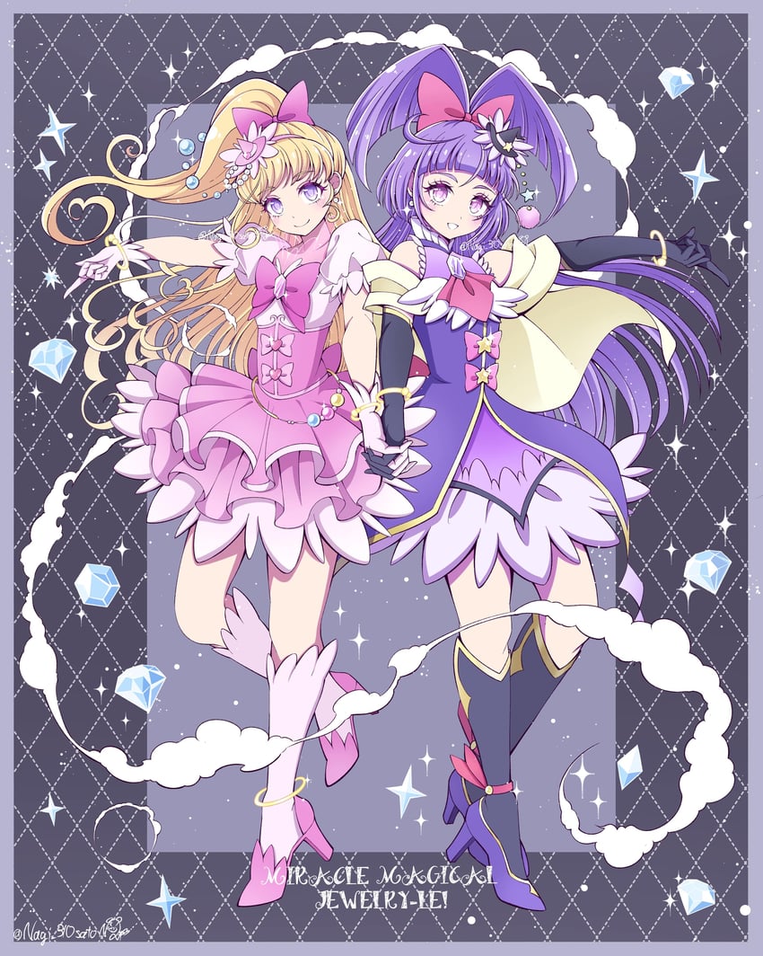 asahina mirai, izayoi liko, cure miracle, and cure magical (precure and 1 more) drawn by satowa_(circuit)