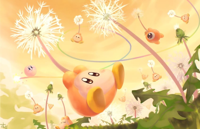 kirby, waddle dee, waddle doo, and ball kirby (kirby and 1 more) drawn by suyasuyabi