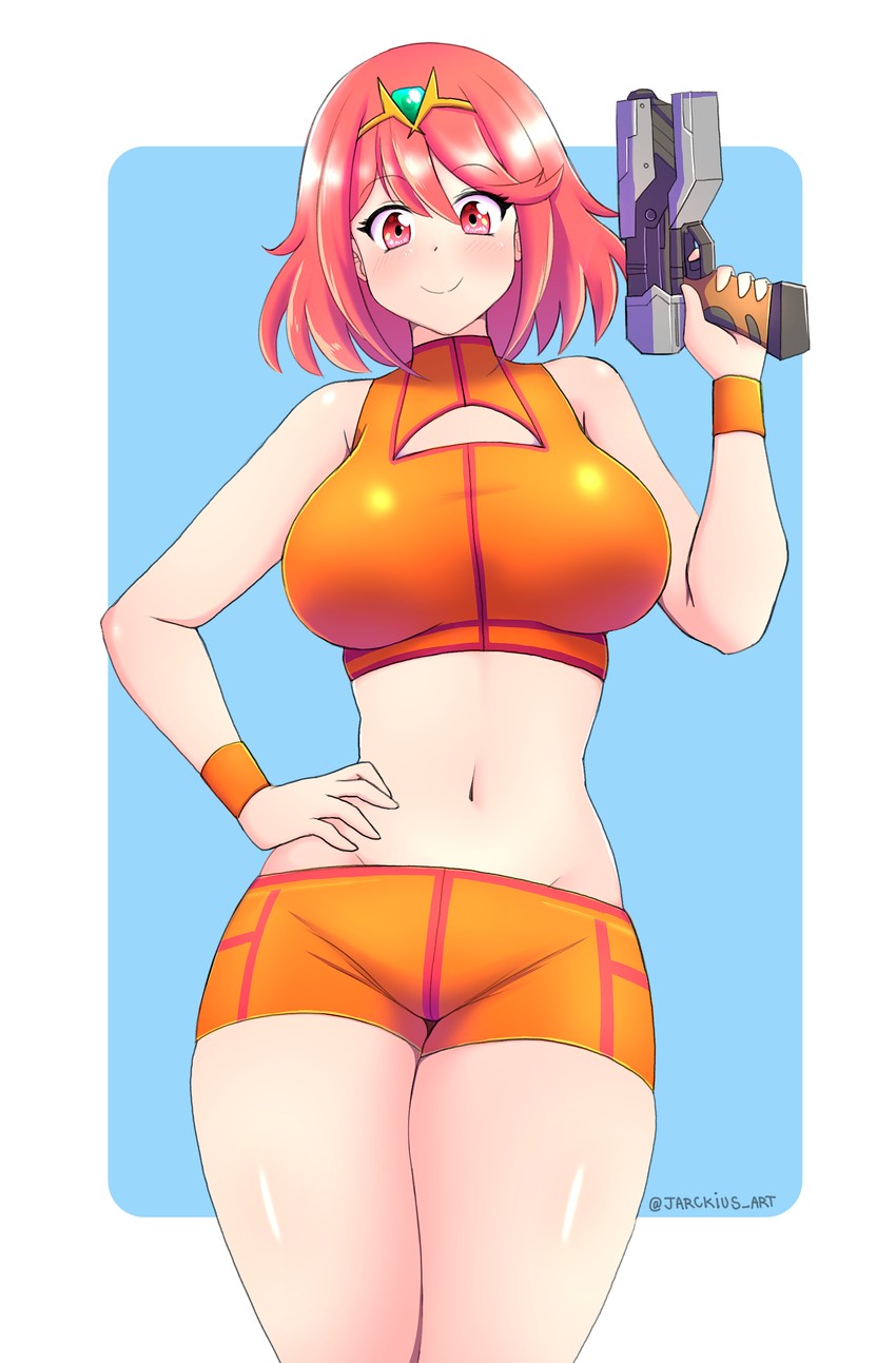 pyra and samus aran (xenoblade chronicles and 3 more) drawn by jarckius