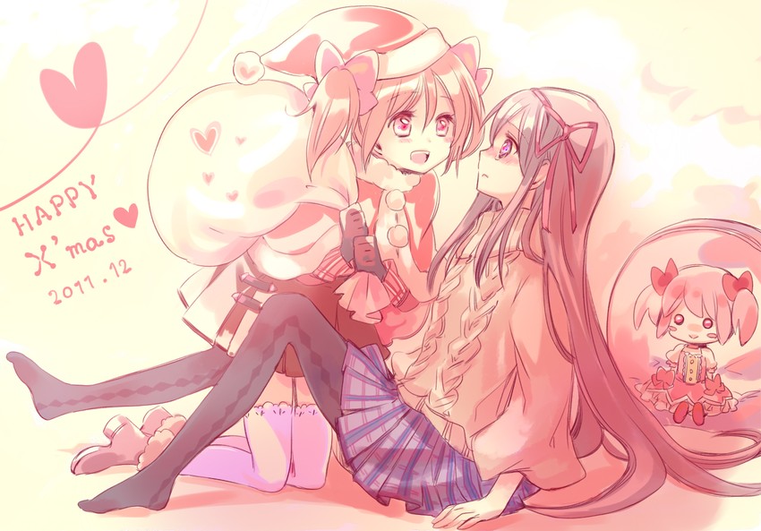 akemi homura and kaname madoka (mahou shoujo madoka magica) drawn by yamada_ako