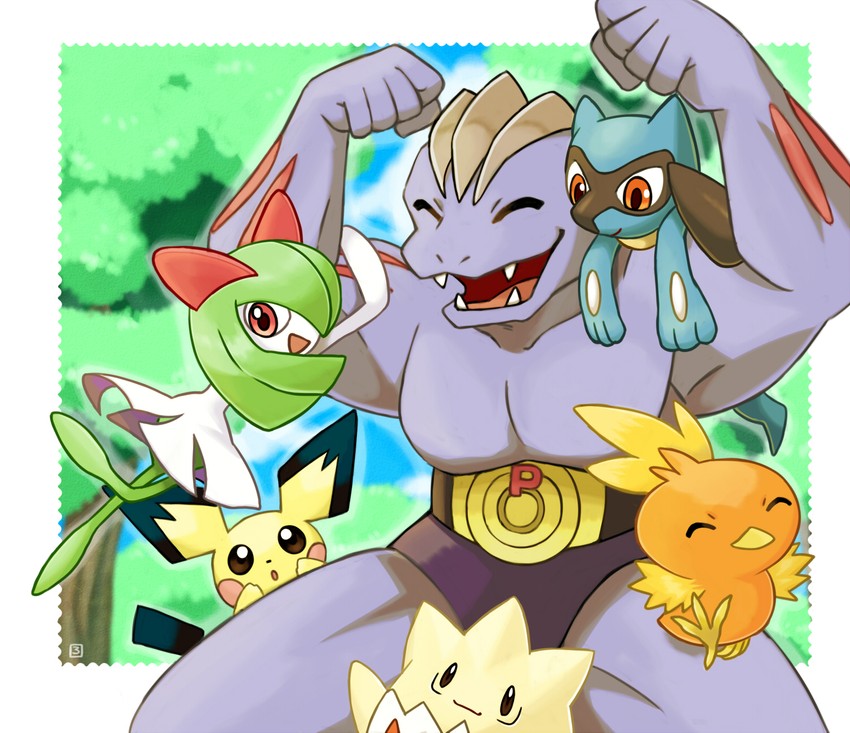 kirlia, torchic, pichu, togepi, riolu, and 1 more (pokemon) drawn by rorosuke