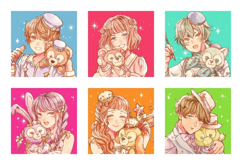 duffy the disney bear, shelliemay, stellalou, gelatoni, linabell, and 2 more (duffy and friends) drawn by mizala