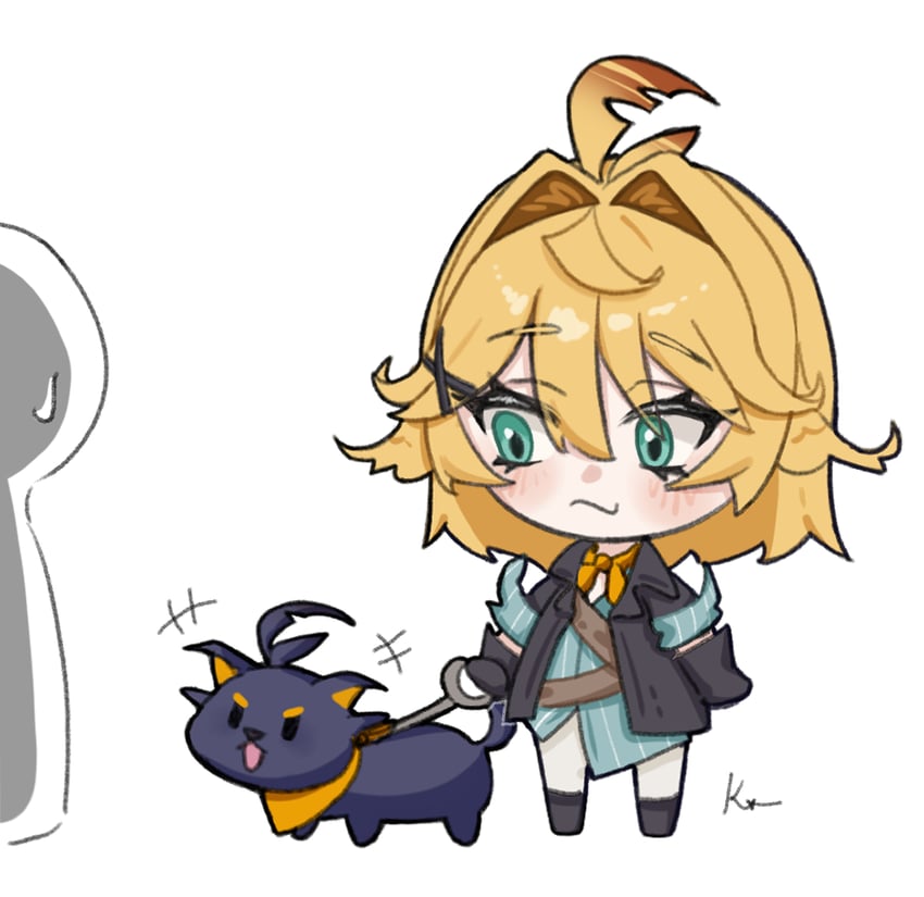 dokibird and doki amber doge (indie virtual youtuber) drawn by kalm_ol