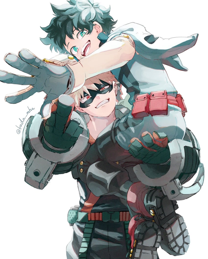 midoriya izuku and bakugou katsuki (boku no hero academia) drawn by kada_mha