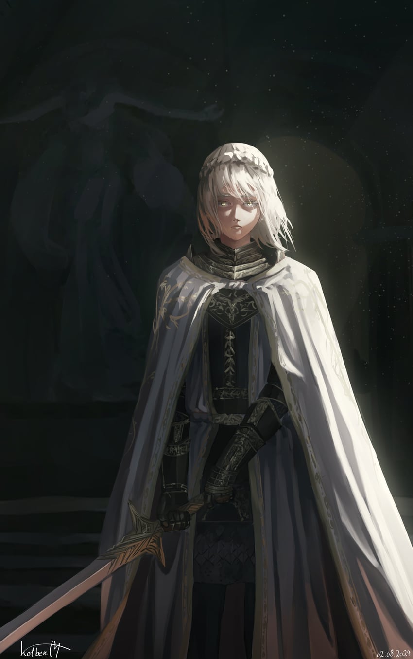 needle knight leda (elden ring and 1 more) drawn by mayushuuu