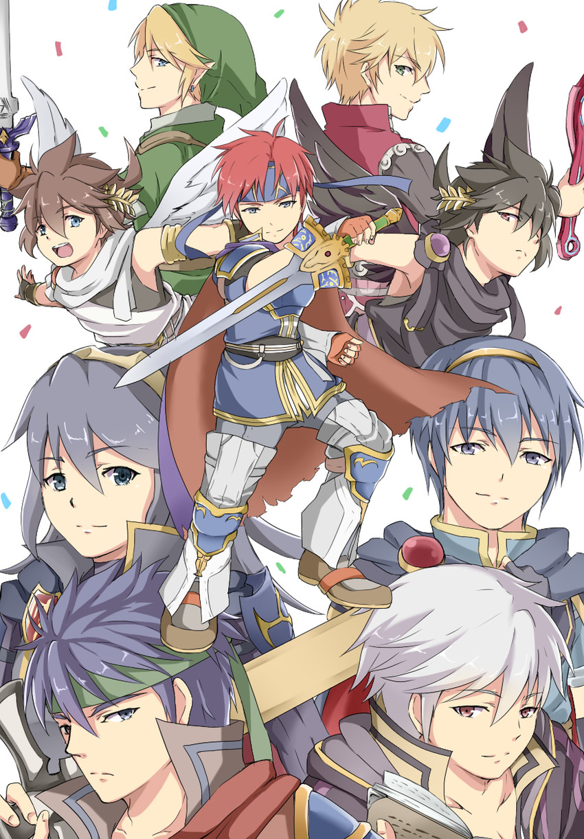link, lucina, ike, male robin, pit, and 5 more (fire emblem and 11 more) drawn by koineko_(aph0310)