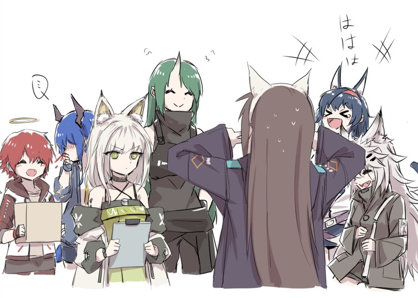 doctor, lappland, kal'tsit, exusiai, ch'en, and 3 more (arknights) drawn by nejikyuu
