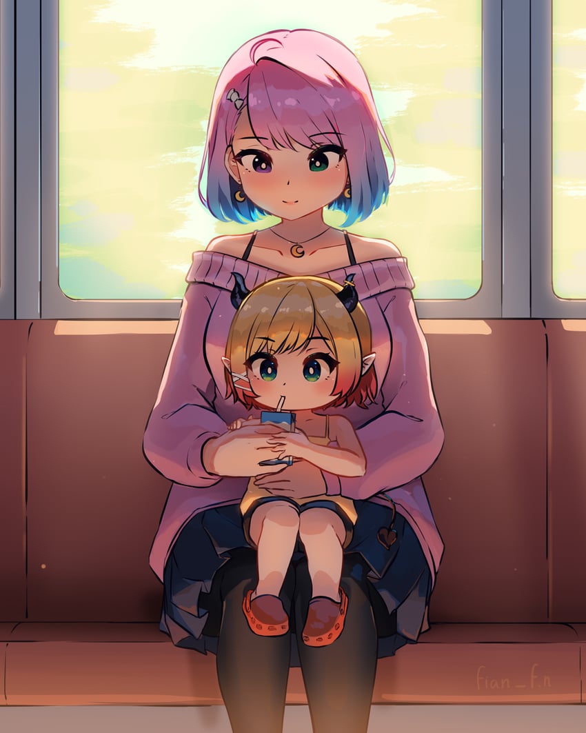 himemori luna and yuzuki choco (hololive) drawn by fian_f.n