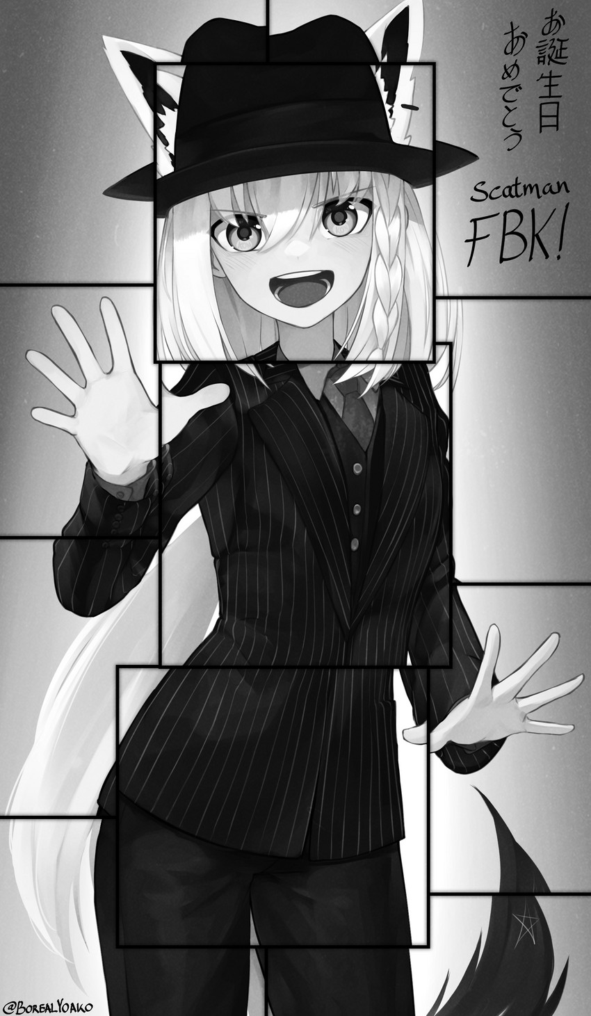 shirakami fubuki and scatman john (hololive and 1 more) drawn by yoako