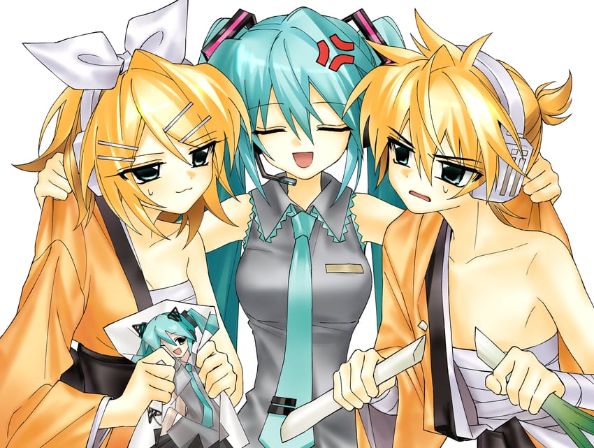 hatsune miku, kagamine rin, and kagamine len (vocaloid and 1 more) drawn by hynn0x_x