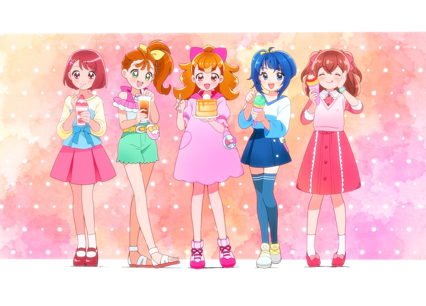 sora harewataru, inukai komugi, hanadera nodoka, nagomi yui, and natsuumi manatsu (precure and 5 more) drawn by kyanos_(b_0000ff)