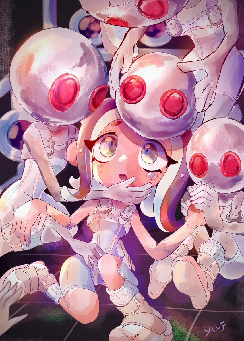 octoling player character, octoling girl, agent 8, and parallel canon (splatoon and 2 more) drawn by merute_spla