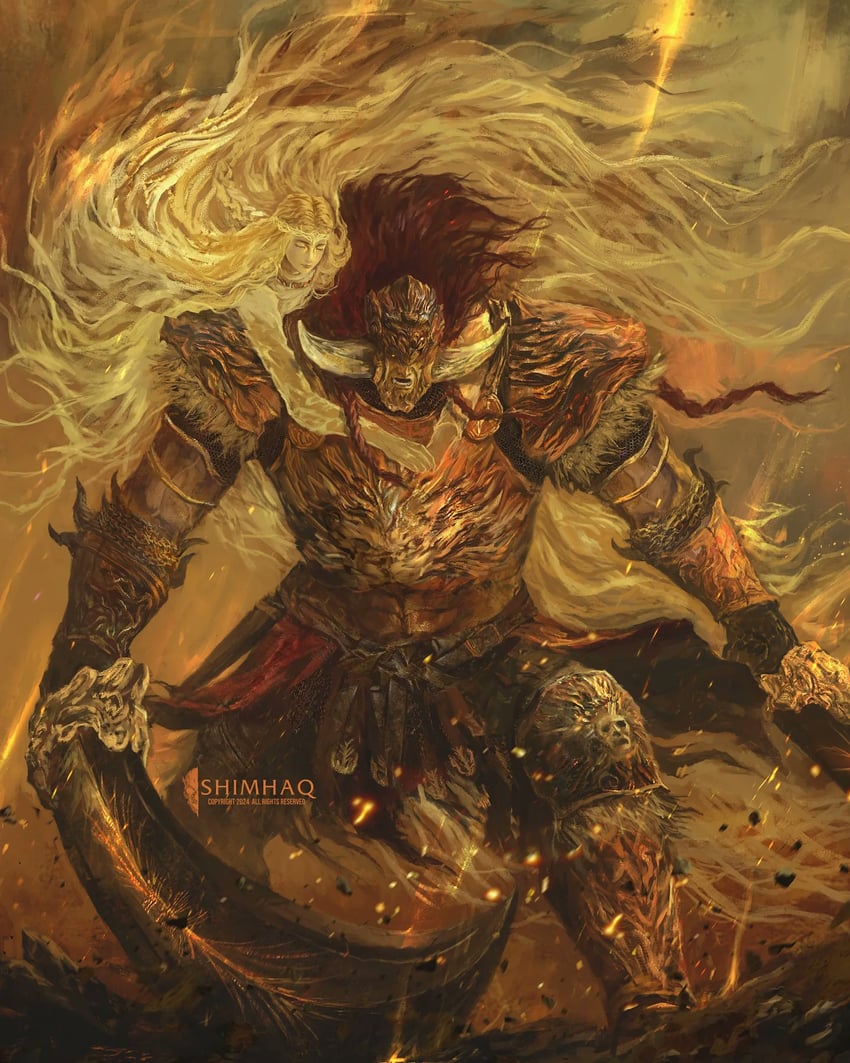 miquella and promised consort radahn (elden ring and 1 more) drawn by shimhaq