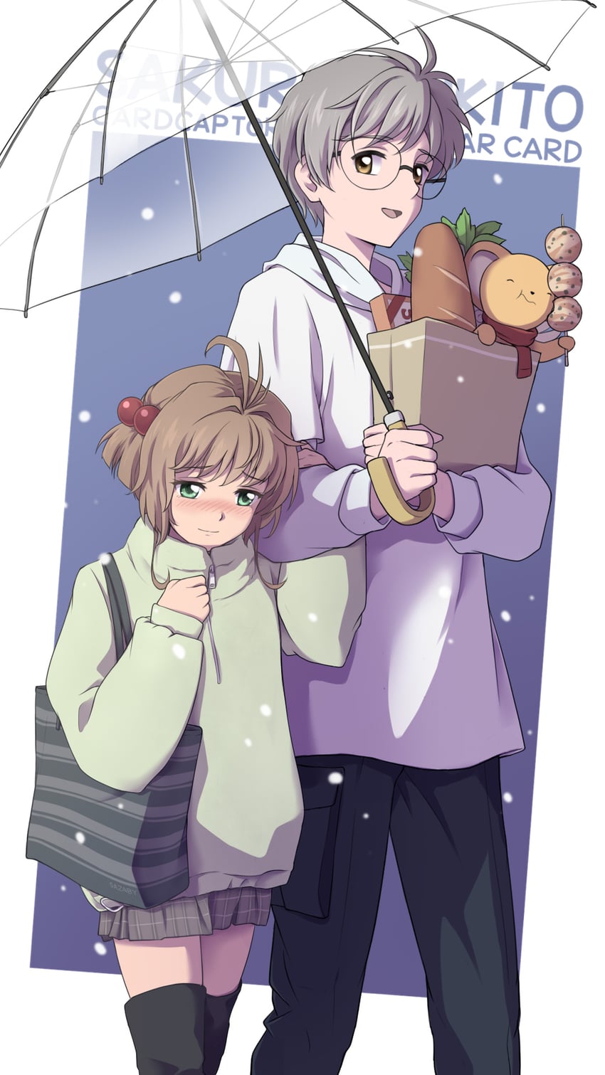 kinomoto sakura, kero, and tsukishiro yukito (cardcaptor sakura) drawn by laofuzi_dai_bansho
