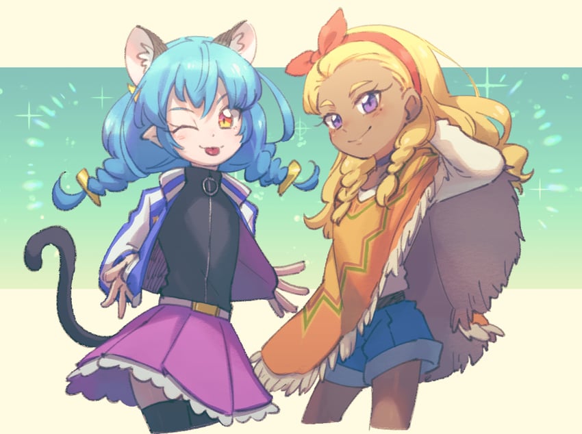 yuni and amamiya elena (precure and 1 more) drawn by ukata