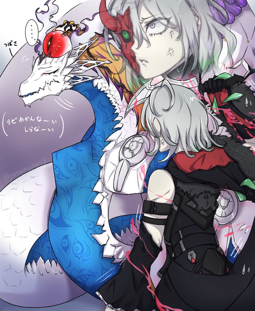 diabellstar the black witch and snake-eyes doomed dragon (yu-gi-oh!) drawn by yoruno_tori3
