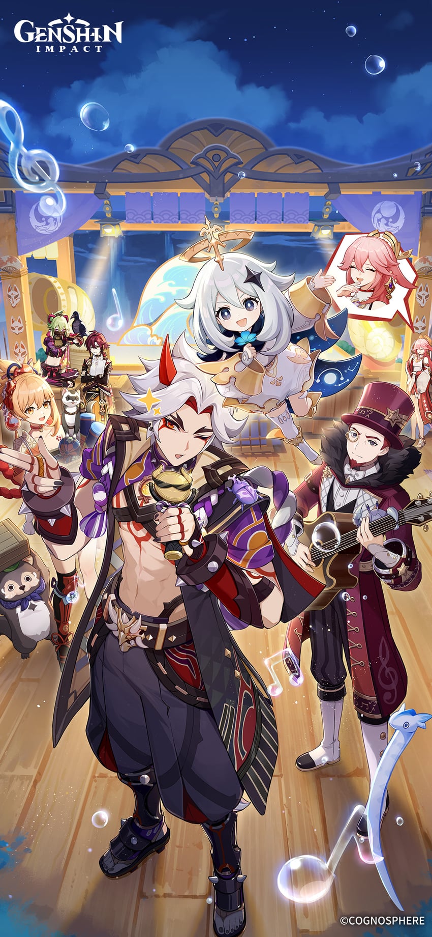 yae miko, paimon, yoimiya, kuki shinobu, arataki itto, and 3 more (genshin impact)
