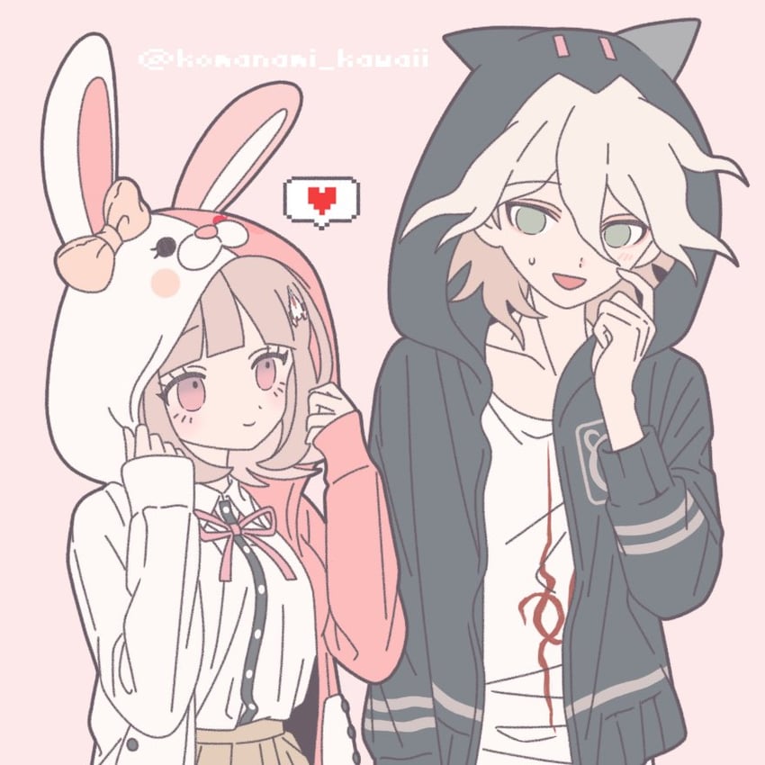 nanami chiaki, komaeda nagito, and monomi (danganronpa and 2 more) drawn by komanami_kawaii