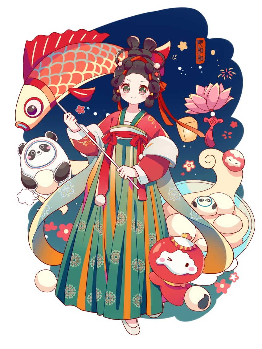 bing dwen dwen and shuey rhon rhon (original) drawn by axiangxiang
