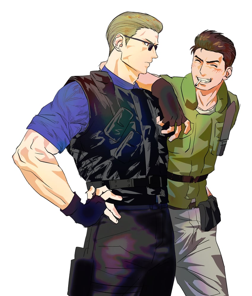 chris redfield and albert wesker (resident evil and 1 more) drawn by 123456dyom