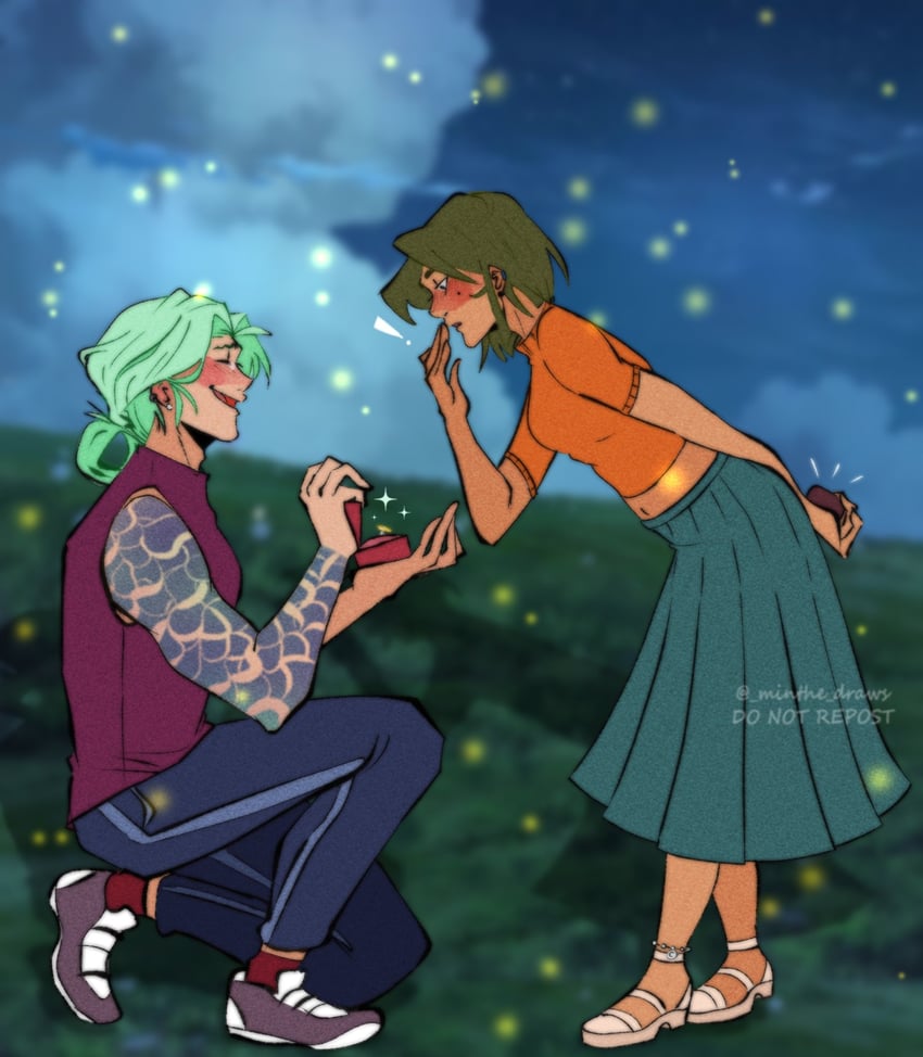 cove holden and main character (our life: beginnings and always) drawn by minthe_draws