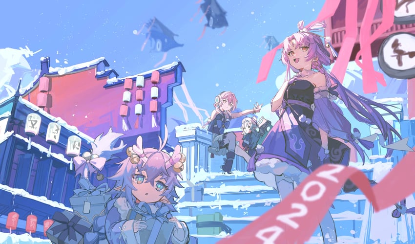 march 7th, fu xuan, and bailu (honkai and 1 more) drawn by kurattes