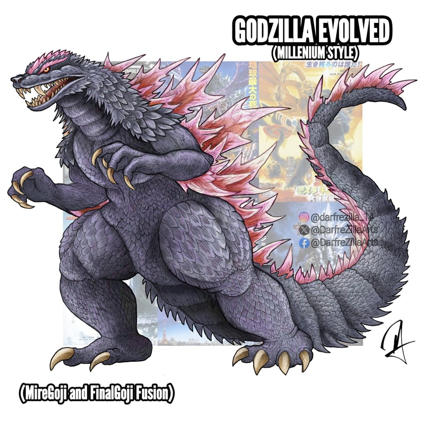 godzilla and godzilla evolved (godzilla and 5 more) drawn by darfrezillaarts