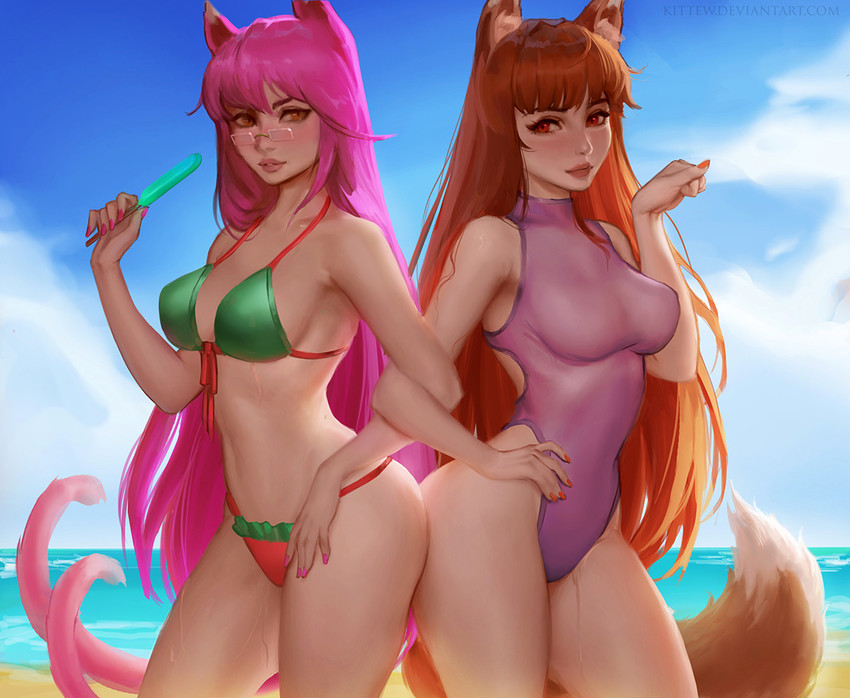 holo and kokonoe (blazblue and 1 more) drawn by kittew