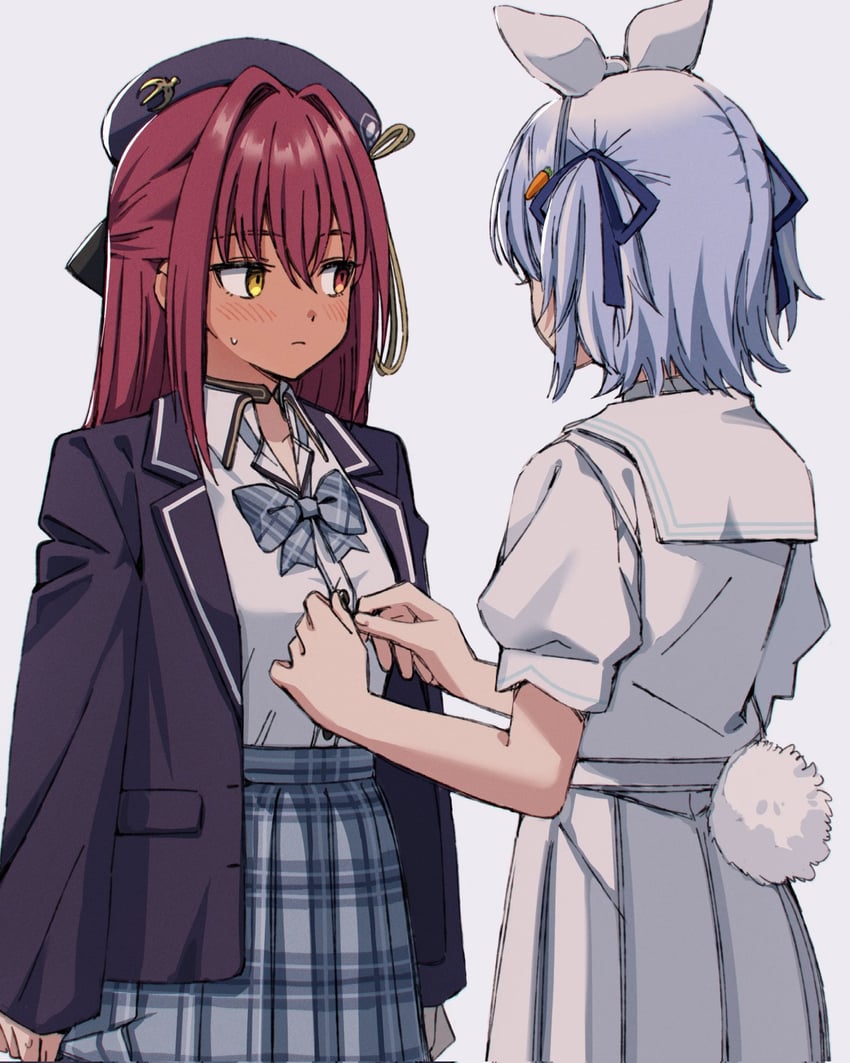 houshou marine and usada pekora (hololive) drawn by homura_(hmr0222)