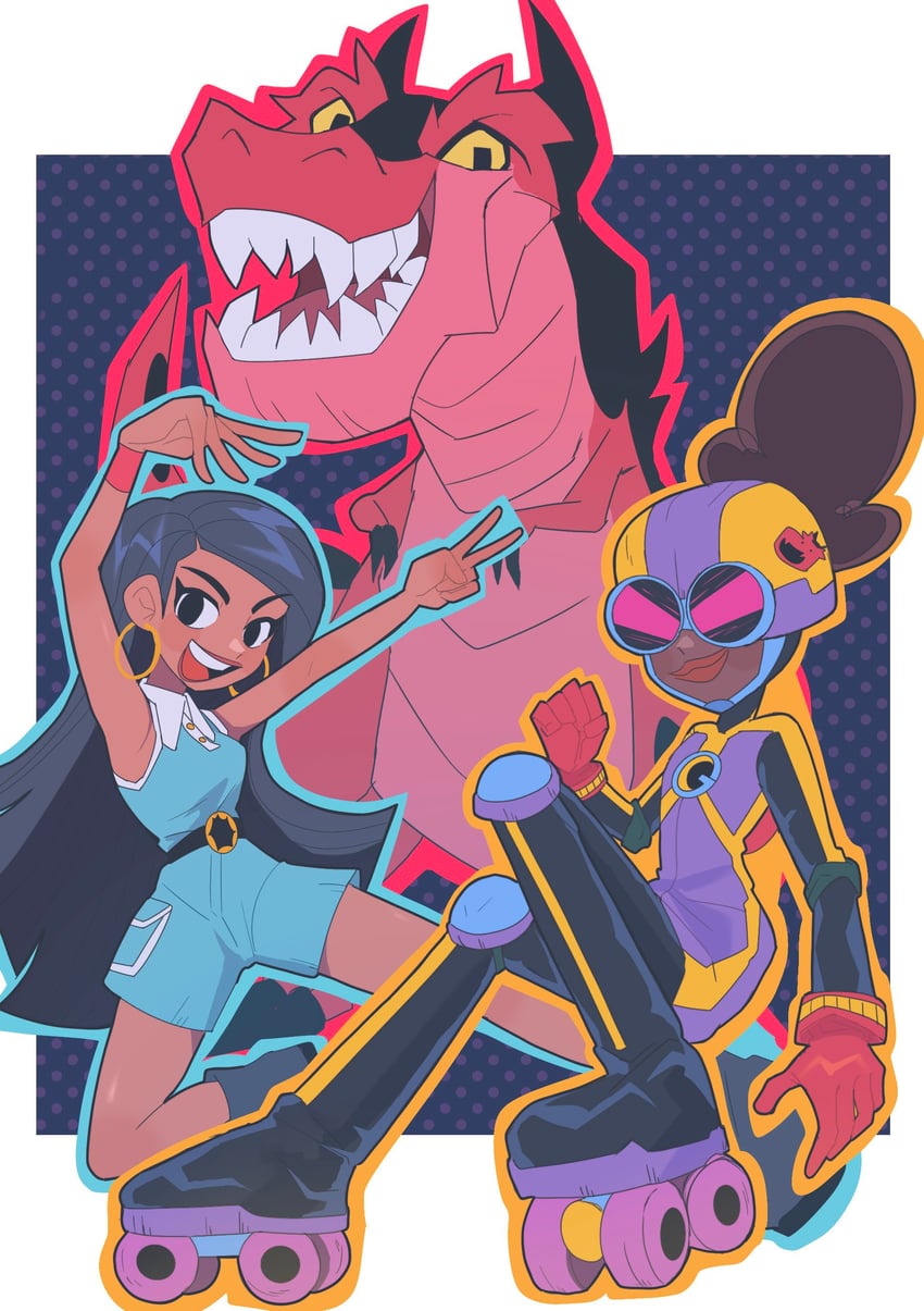 casey calderon, lunella lafayette, and devil dinosaur (moon girl and devil dinosaur) drawn by nanase_(trfok1)