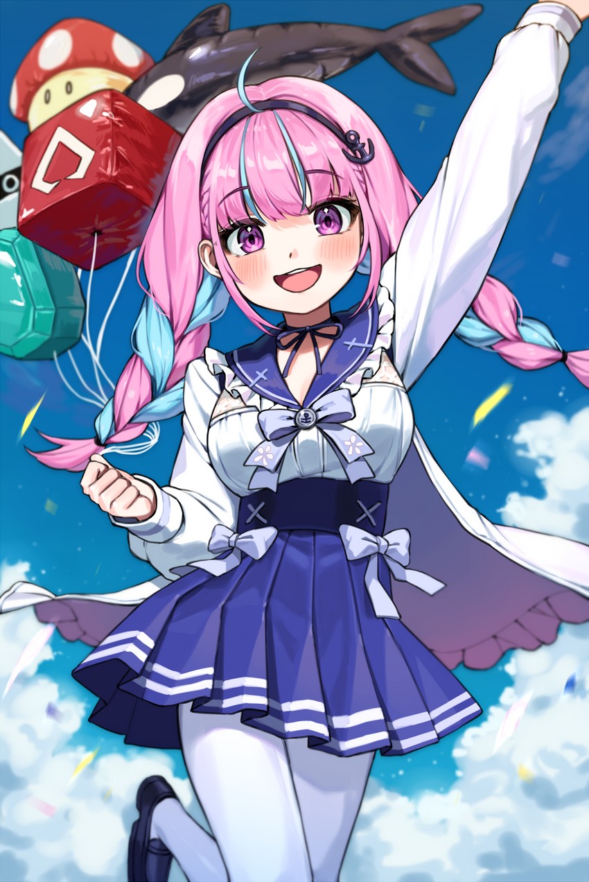 minato aqua and blooper (hololive and 2 more) drawn by useq1067